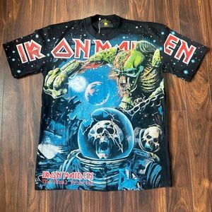 Vintage Reprint 90s Iron Maiden Rock Band Album Cover Tour AOP Graphic Shirt New